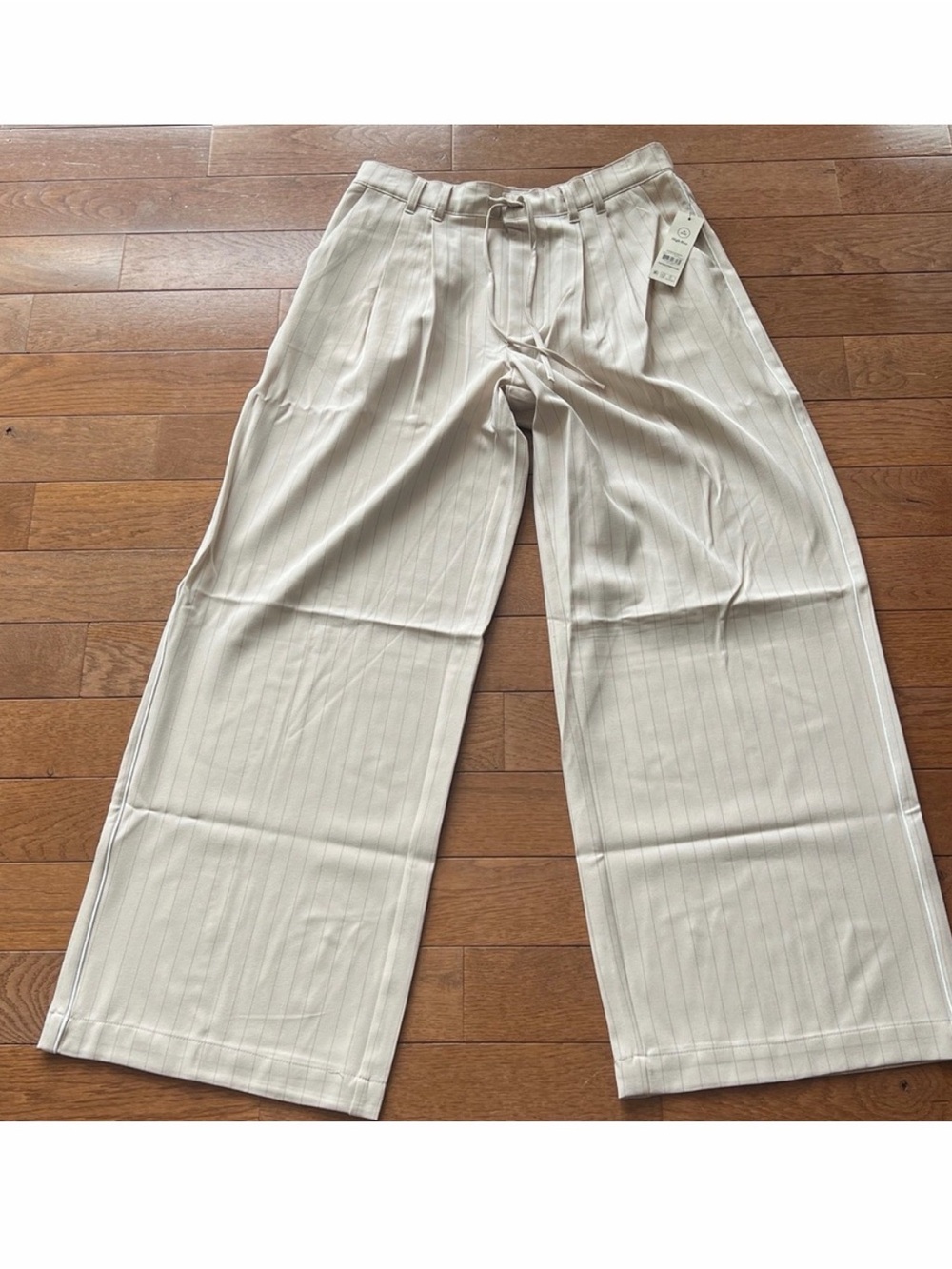 ❤️PLEATED TROUSERS WITH PIPING-M-CREAM PINSTRIPE-POCKETS❤️